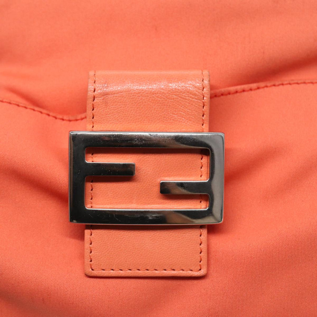 FENDI Mamma Baguette Shoulder Bag Nylon Orange Silver 88076