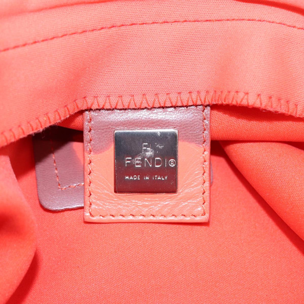 FENDI Mamma Baguette Shoulder Bag Nylon Orange Silver 88076