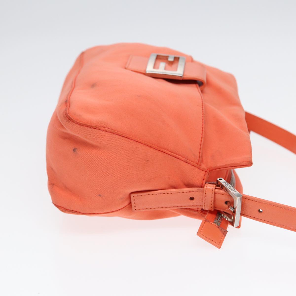 FENDI Mamma Baguette Shoulder Bag Nylon Orange Silver 88076