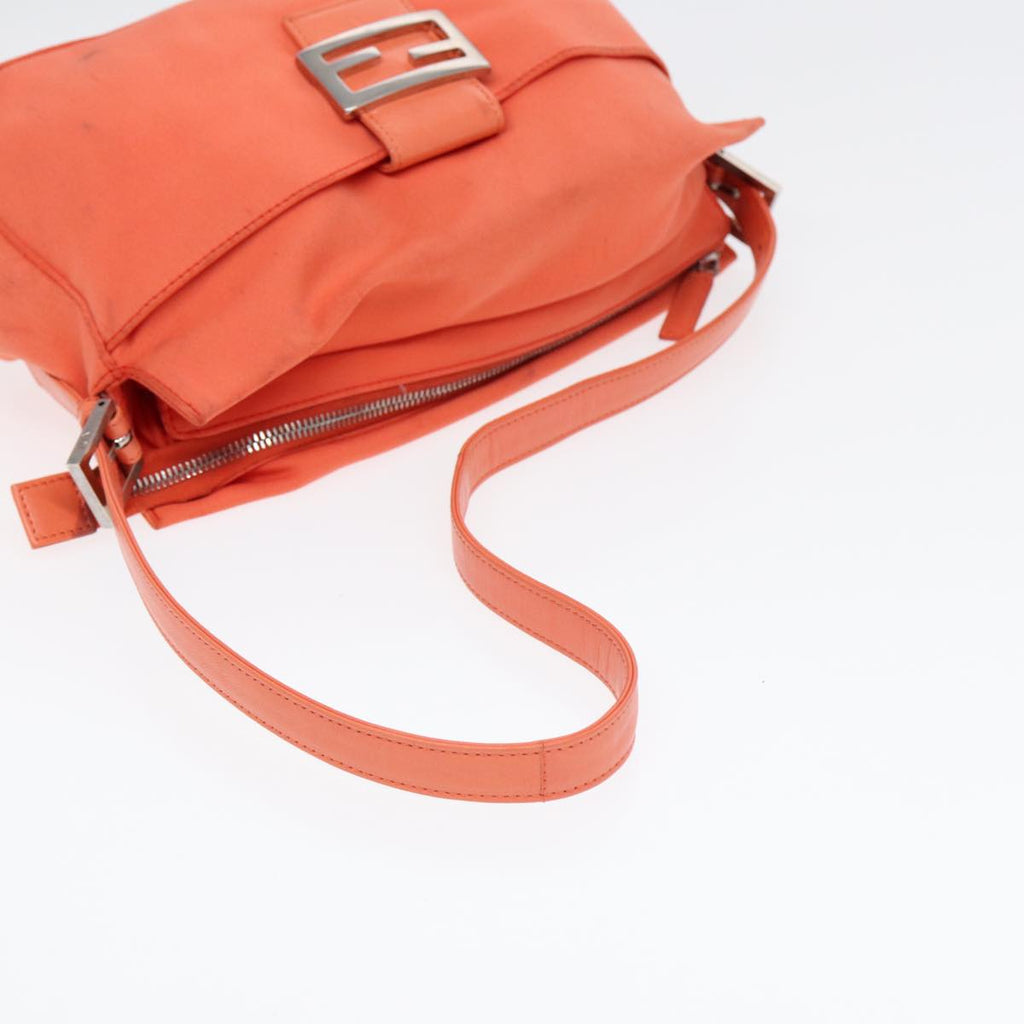 FENDI Mamma Baguette Shoulder Bag Nylon Orange Silver 88076