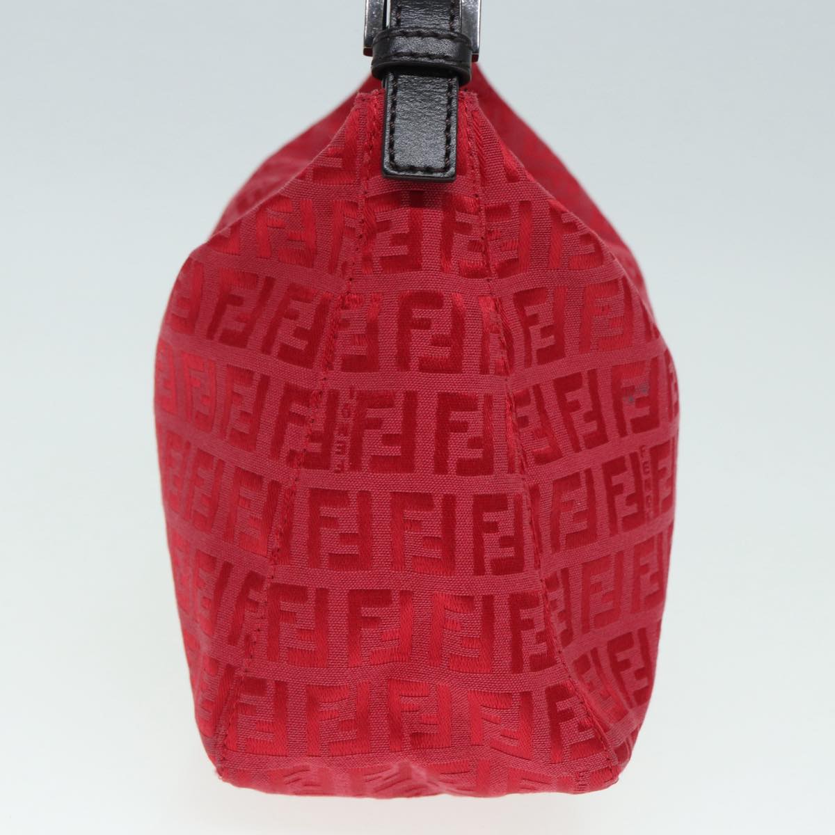 FENDI Zucchino Canvas Hand Bag Red Silver 88077