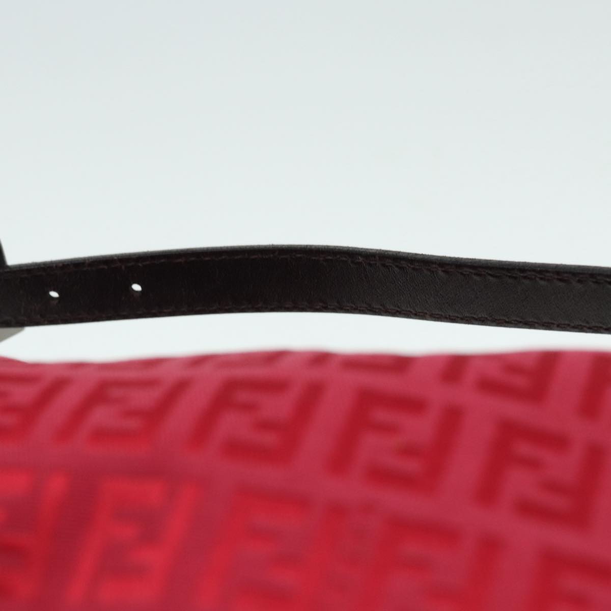 FENDI Zucchino Canvas Hand Bag Red Silver 88077