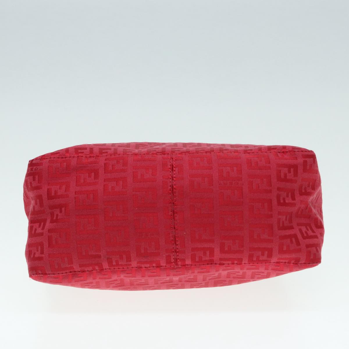 FENDI Zucchino Canvas Hand Bag Red Silver 88077
