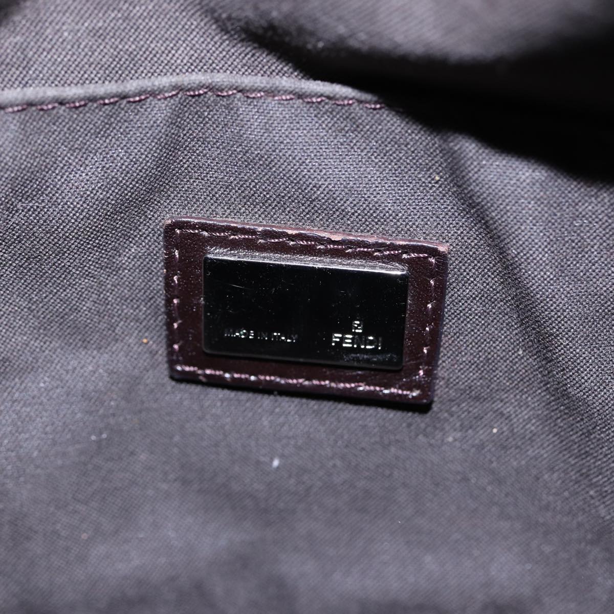 FENDI Zucchino Canvas Hand Bag Brown Silver 88078