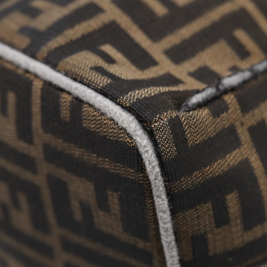 FENDI Zucca Canvas Hand Bag Brown Black gold 88081