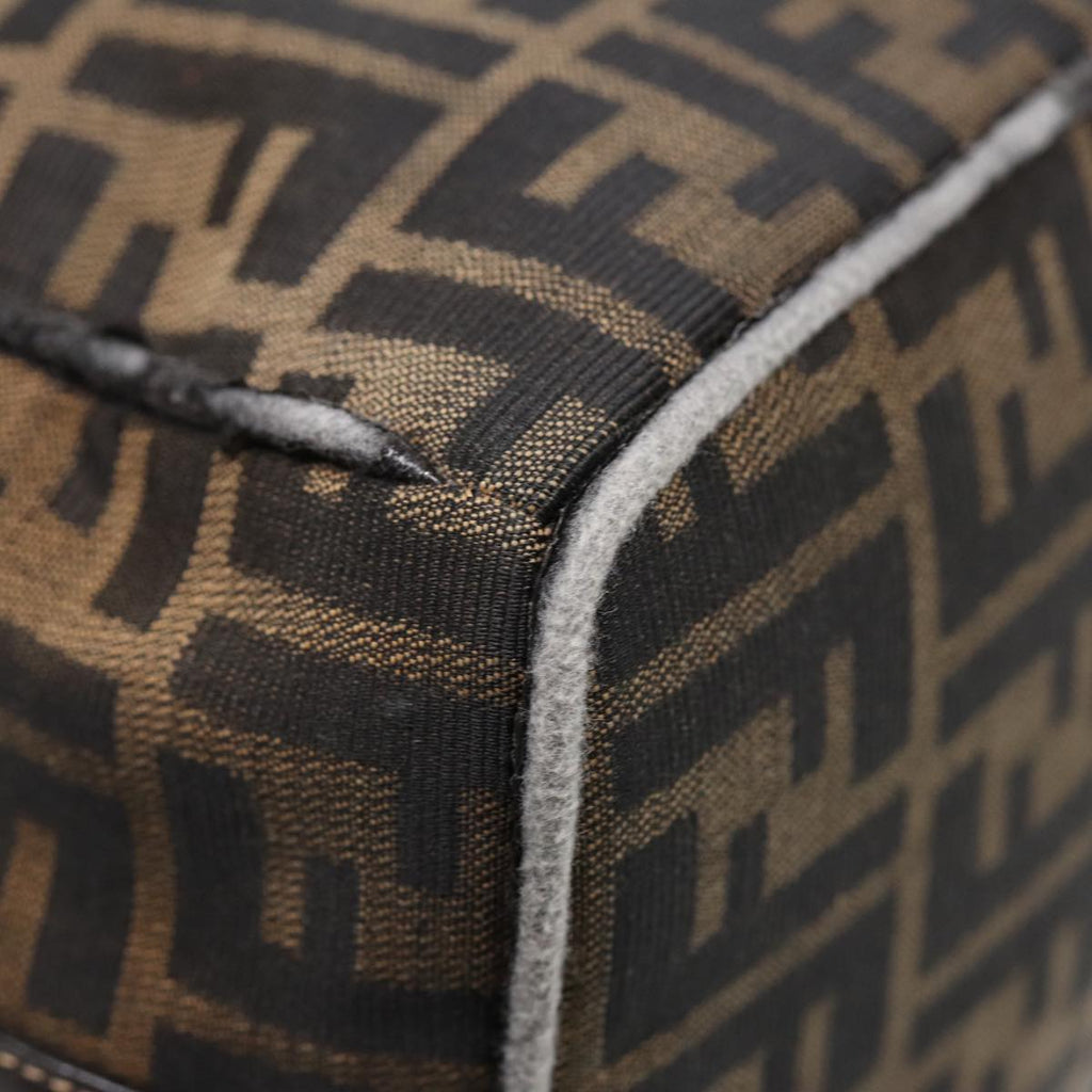 FENDI Zucca Canvas Hand Bag Brown Black gold 88081