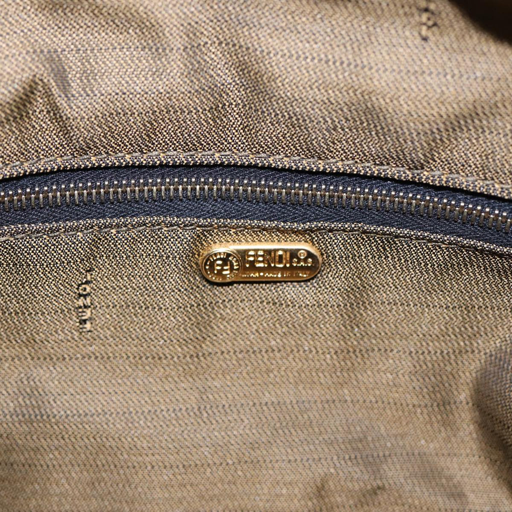 FENDI Zucca Canvas Hand Bag Brown Black gold 88081