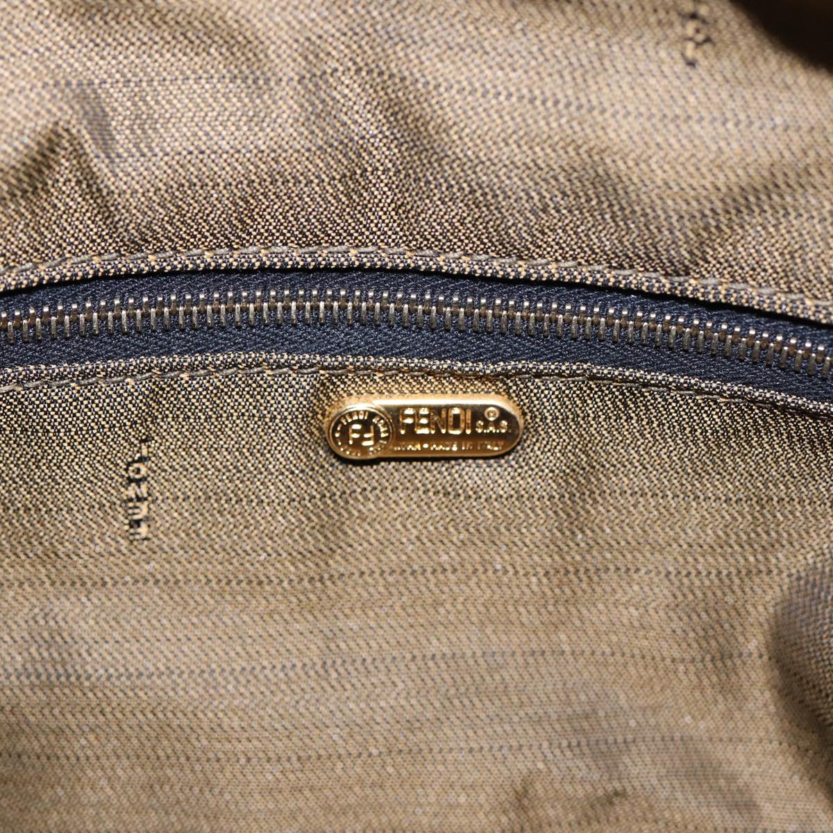 FENDI Zucca Canvas Hand Bag Brown Black gold 88081