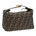 FENDI Zucca Canvas Hand Bag Brown Black gold 88081