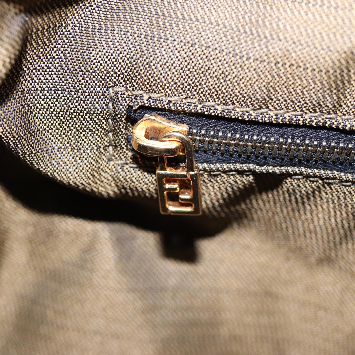 FENDI Zucca Canvas Hand Bag Brown Black gold 88081