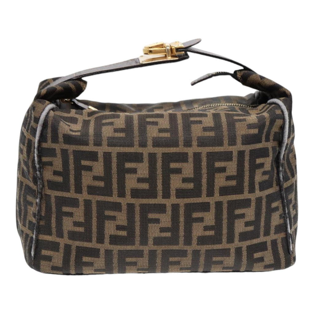 FENDI Zucca Canvas Hand Bag Brown Black gold 88081