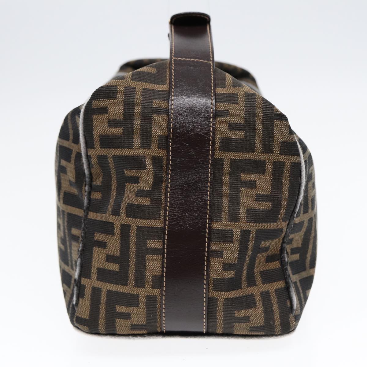FENDI Zucca Canvas Hand Bag Brown Black gold 88081
