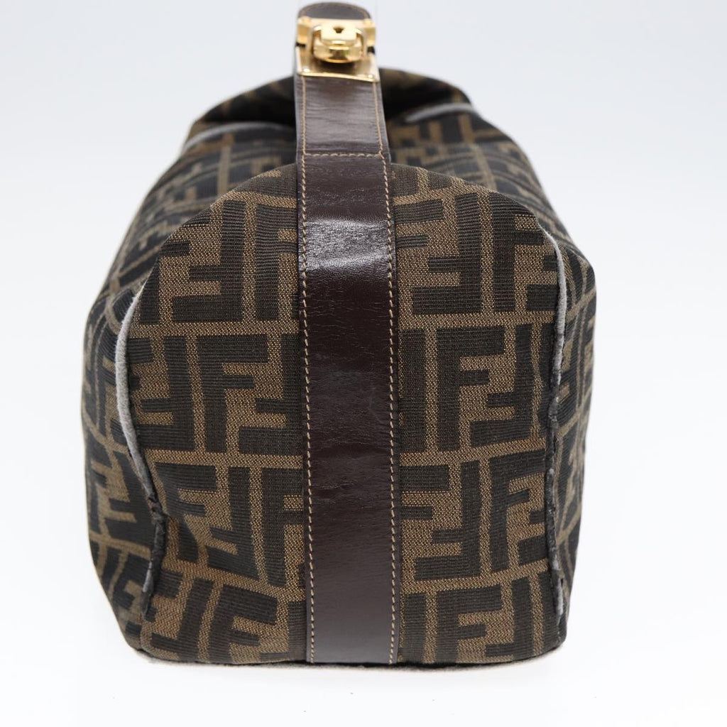 FENDI Zucca Canvas Hand Bag Brown Black gold 88081