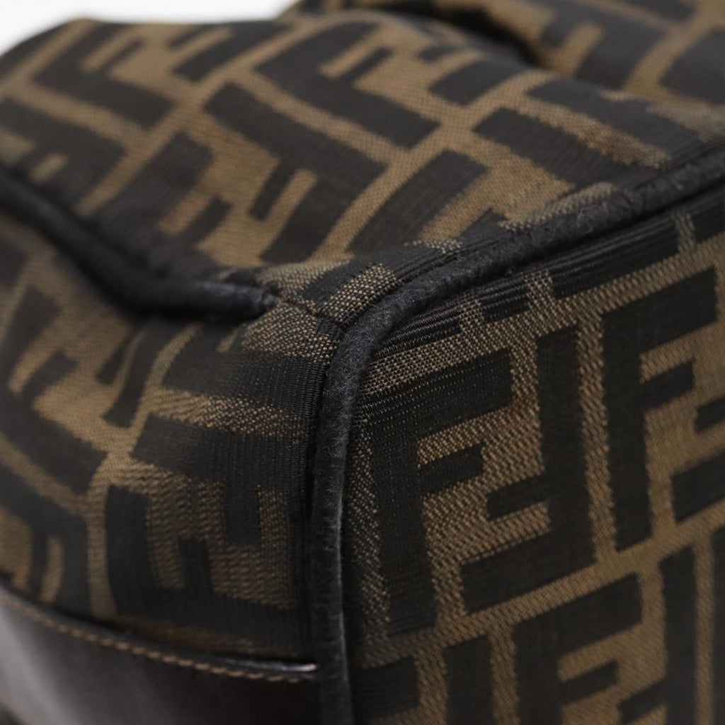 FENDI Zucca Canvas Hand Bag Brown Black gold 88082