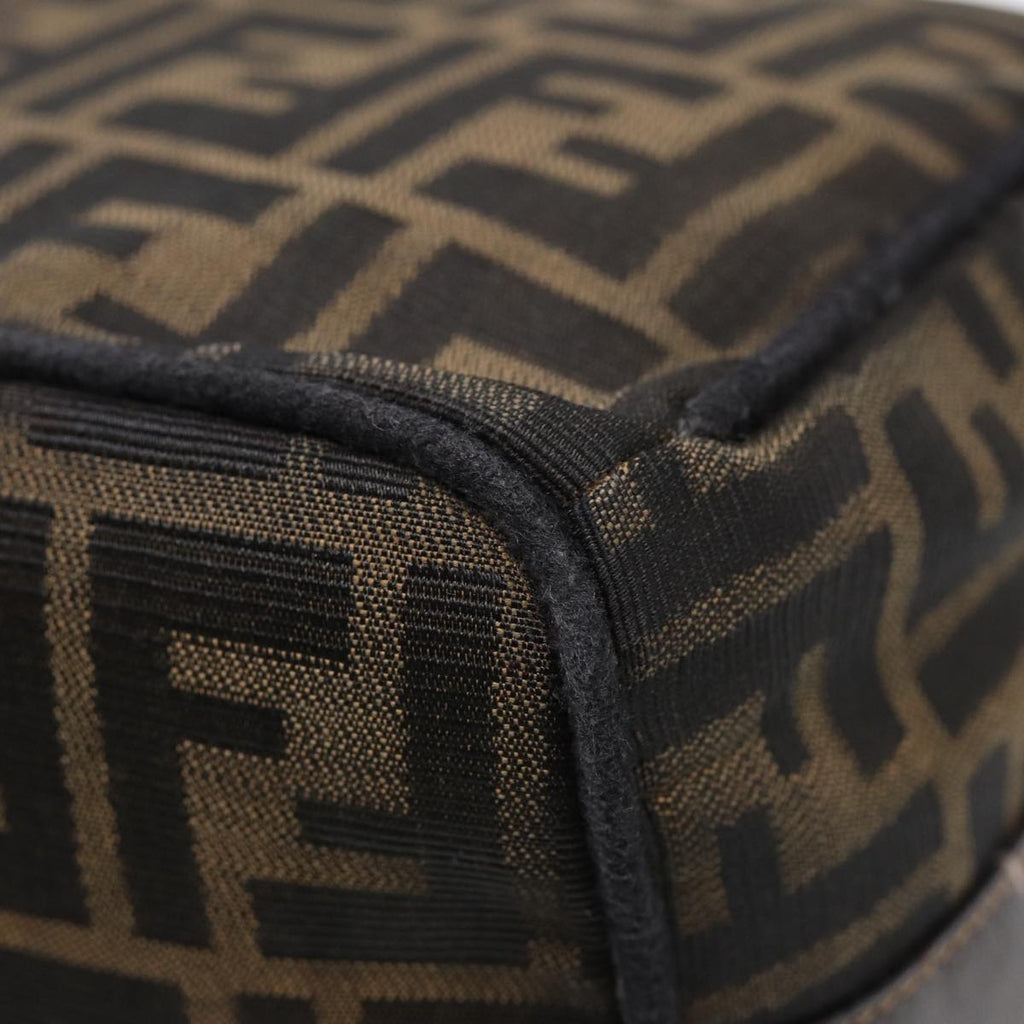 FENDI Zucca Canvas Hand Bag Brown Black gold 88082