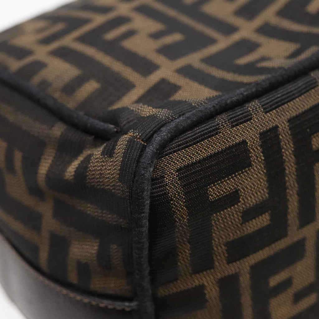 FENDI Zucca Canvas Hand Bag Brown Black gold 88082