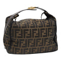 FENDI Zucca Canvas Hand Bag Brown Black gold 88082