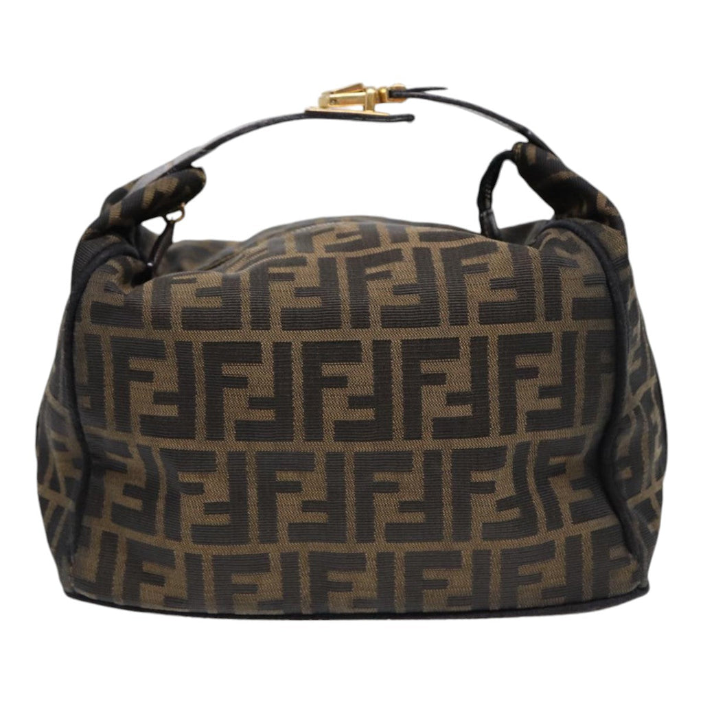 FENDI Zucca Canvas Hand Bag Brown Black gold 88082
