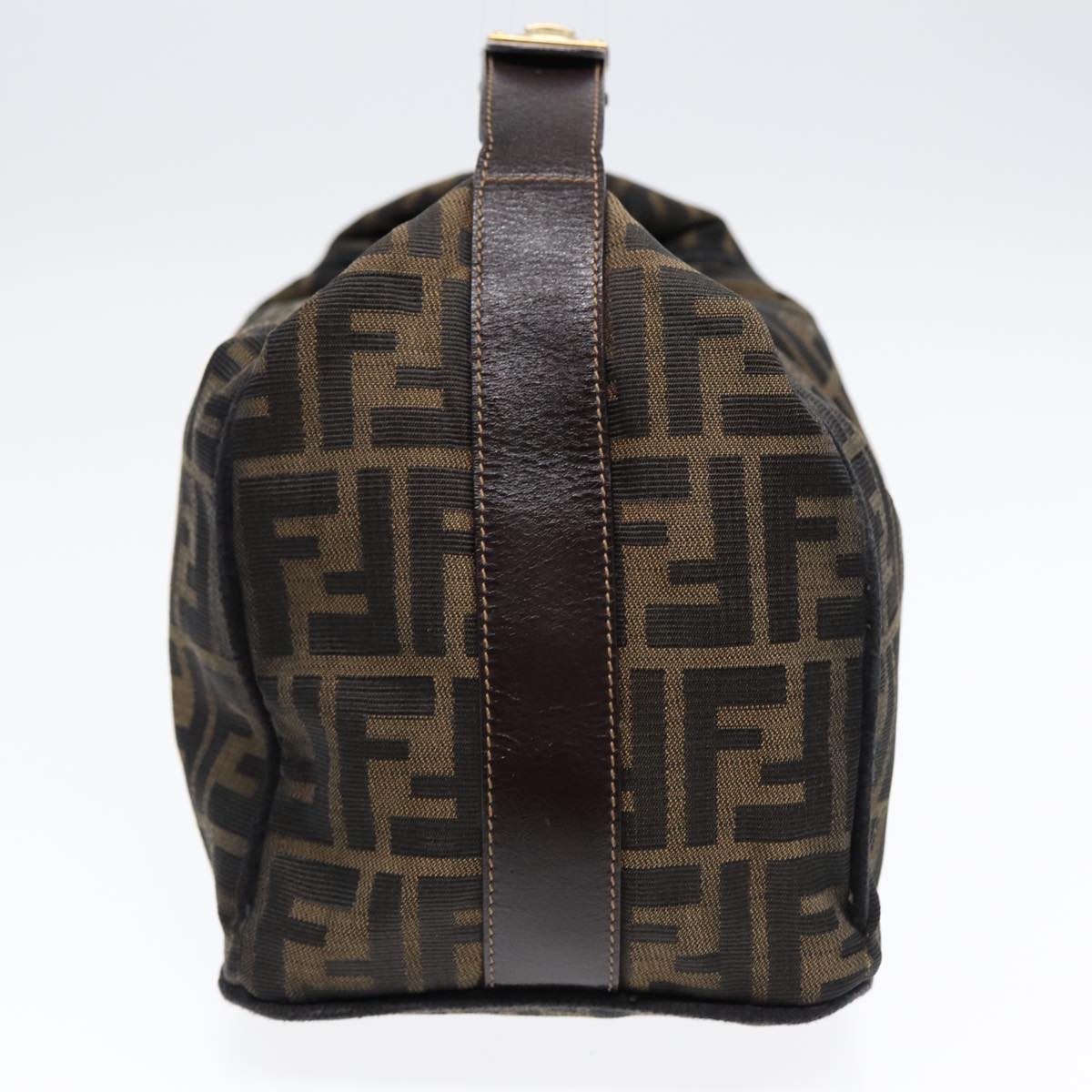 FENDI Zucca Canvas Hand Bag Brown Black gold 88082