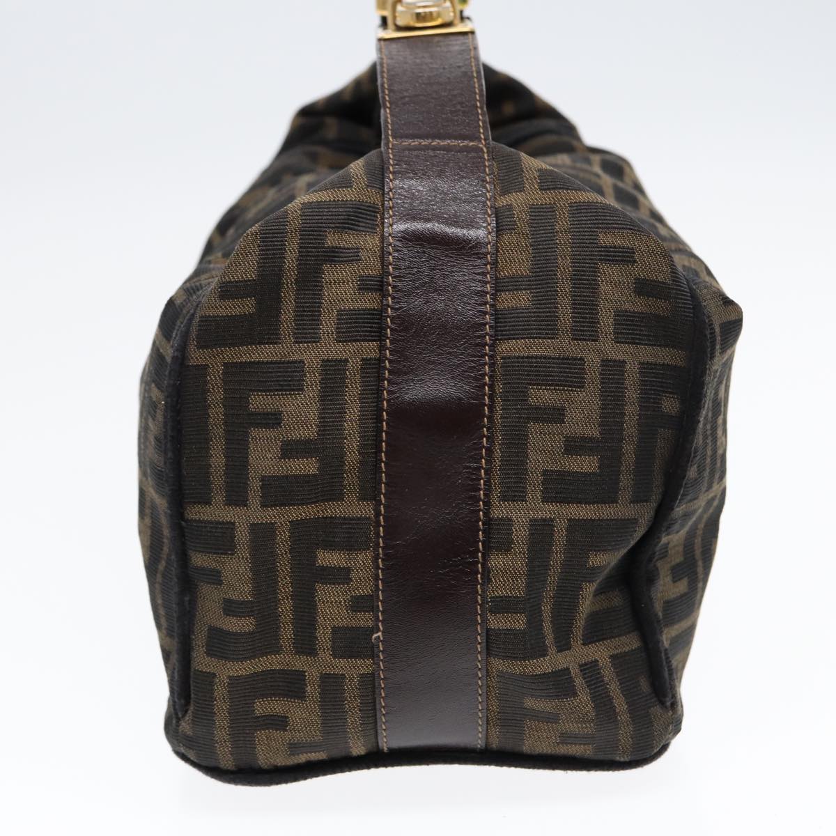 FENDI Zucca Canvas Hand Bag Brown Black gold 88082