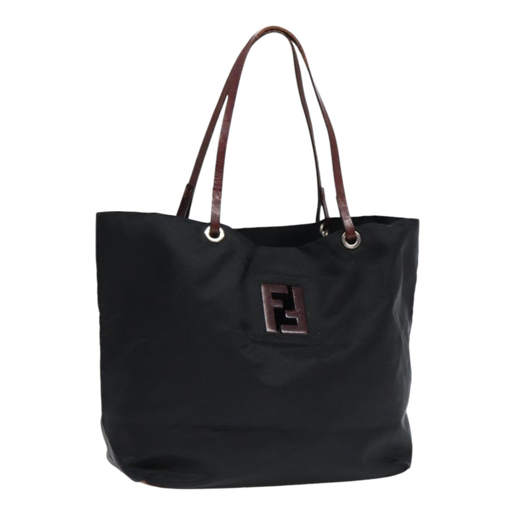 FENDI Tote Bag Nylon Black Silver 88083