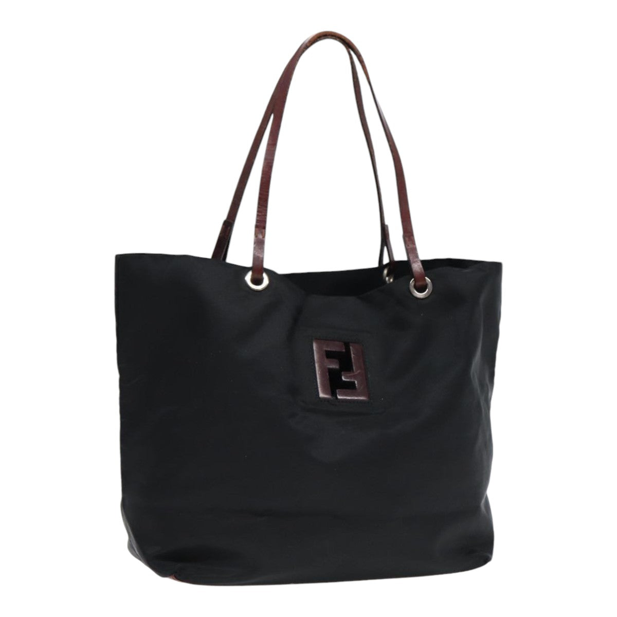 FENDI Tote Bag Nylon Black Silver 88083