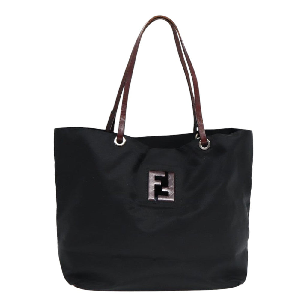 FENDI Tote Bag Nylon Black Silver 88083