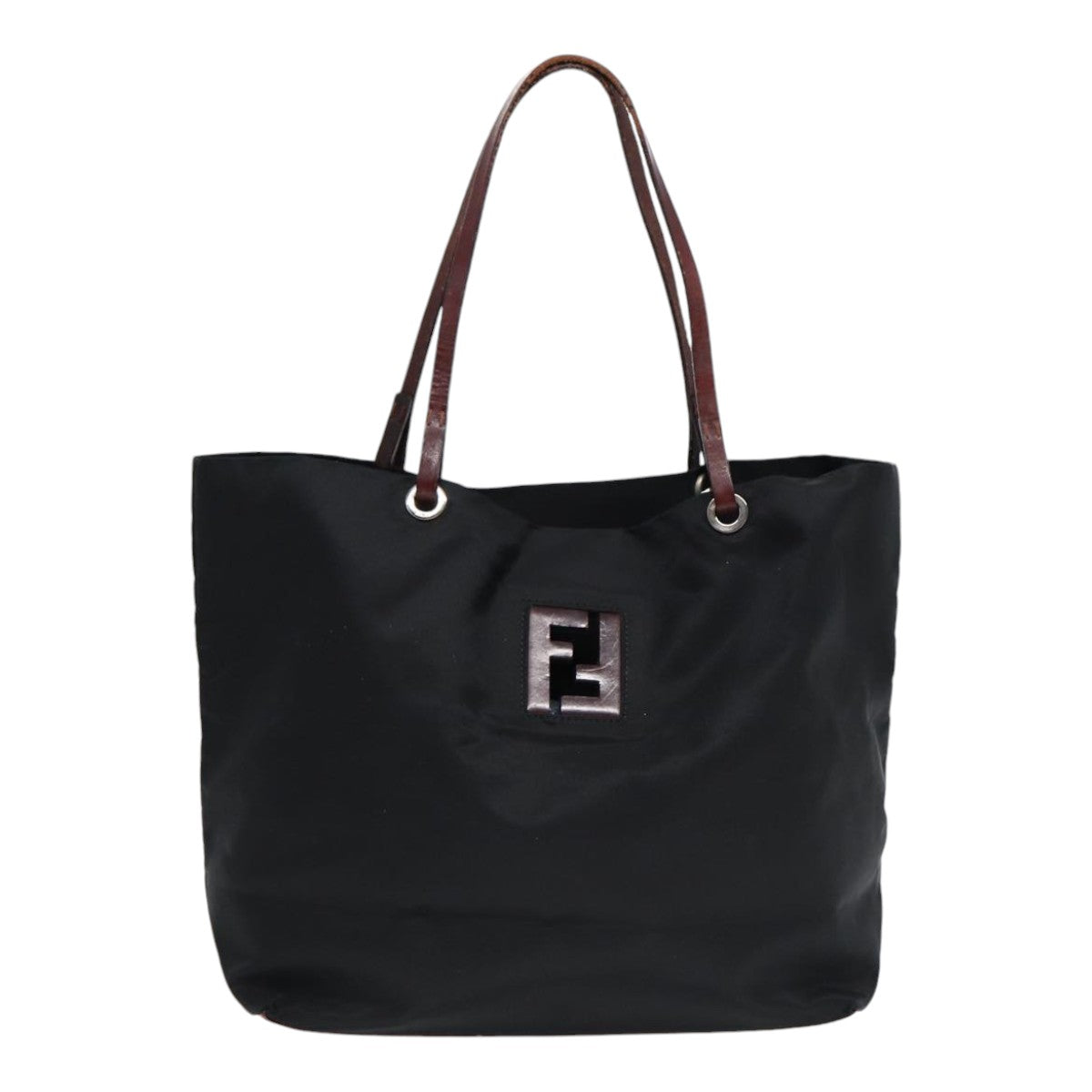 FENDI Tote Bag Nylon Black Silver 88083