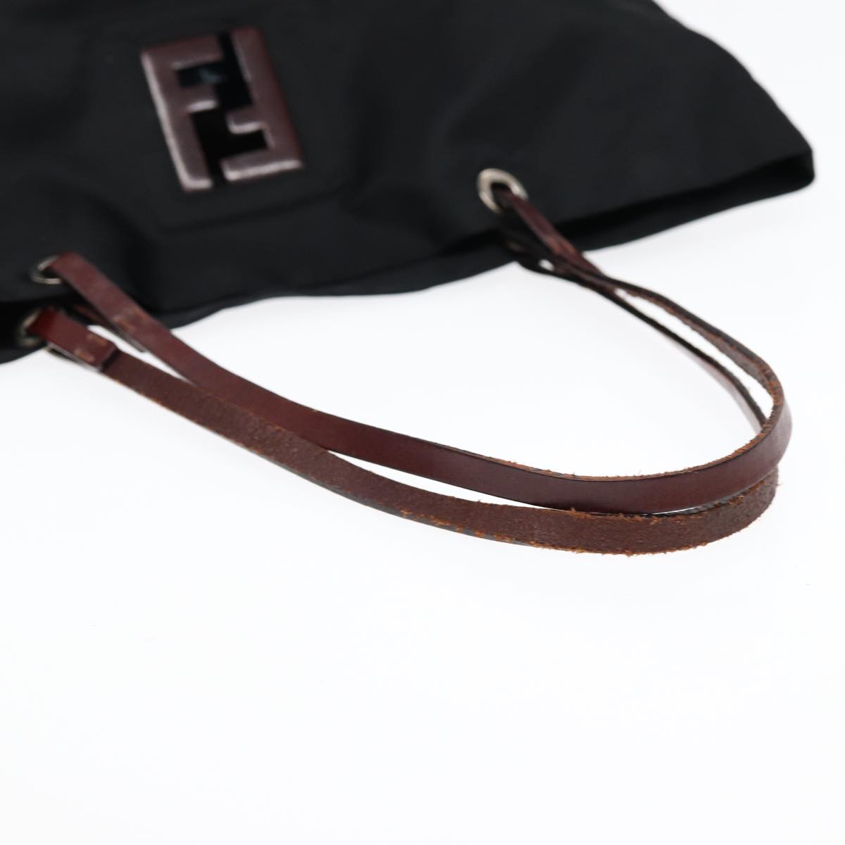 FENDI Tote Bag Nylon Black Silver 88083