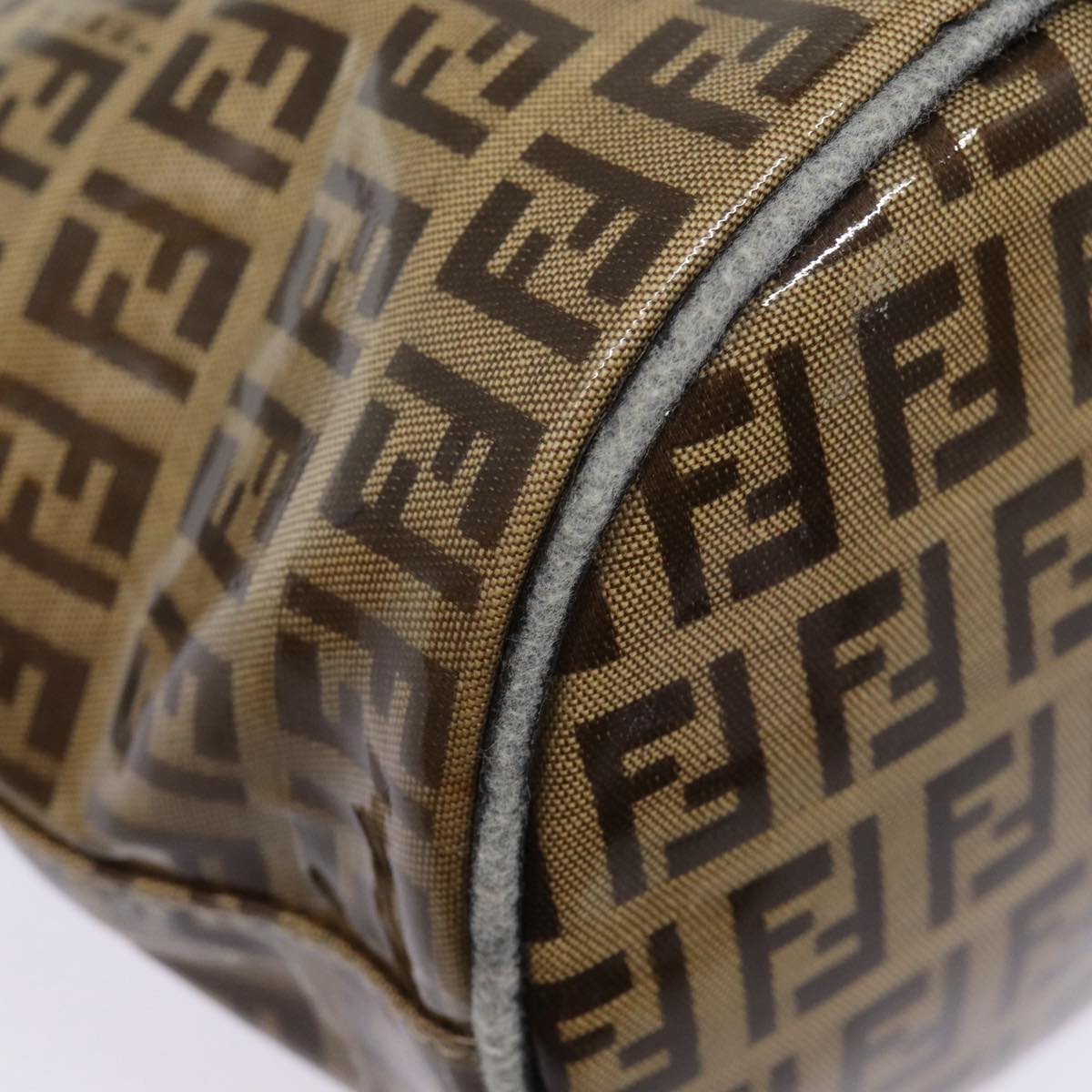 FENDI Zucchino Canvas Hand Bag Beige Gold 88084