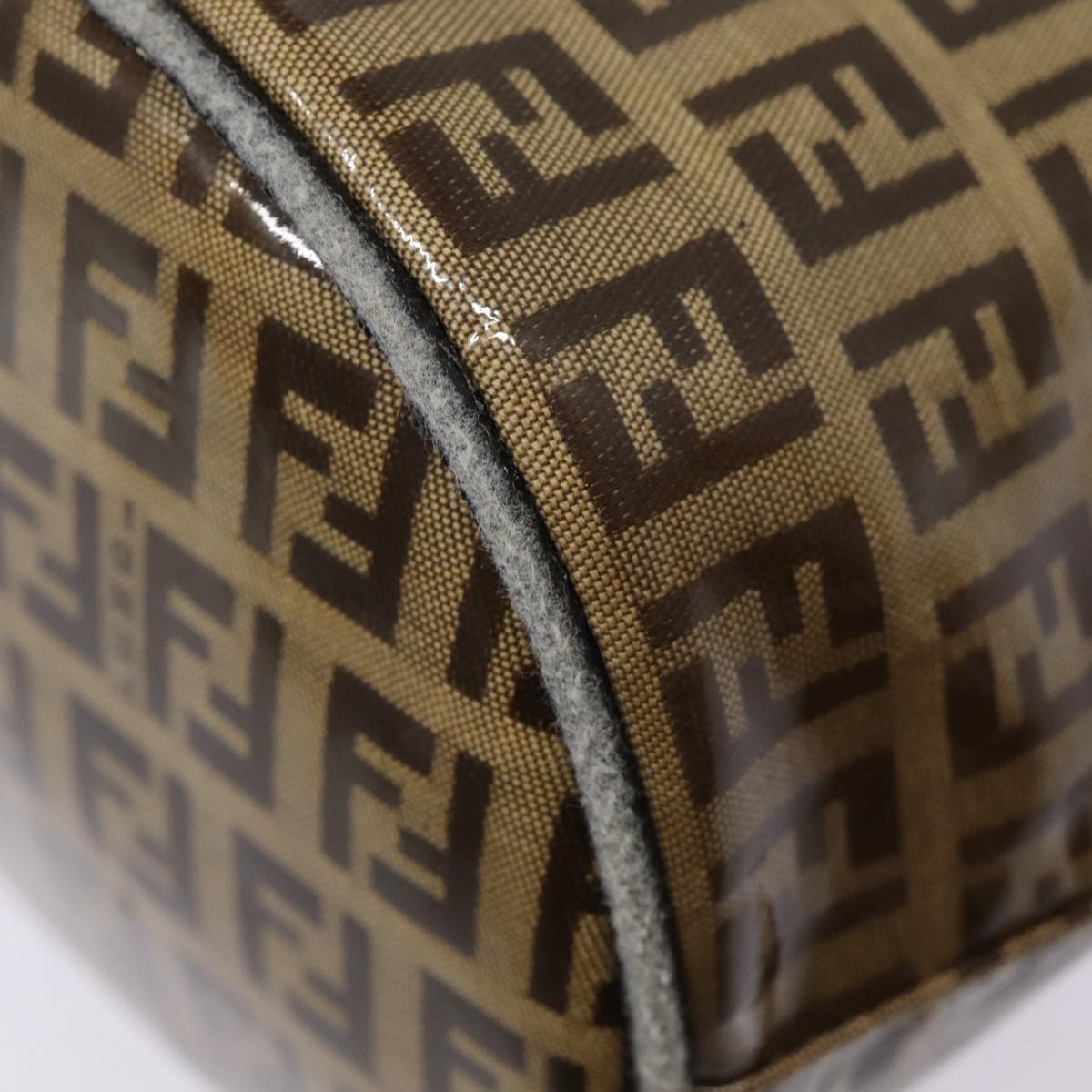 FENDI Zucchino Canvas Hand Bag Beige Gold 88084