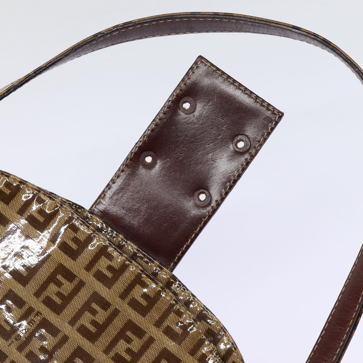 FENDI Zucchino Canvas Hand Bag Beige Gold 88084