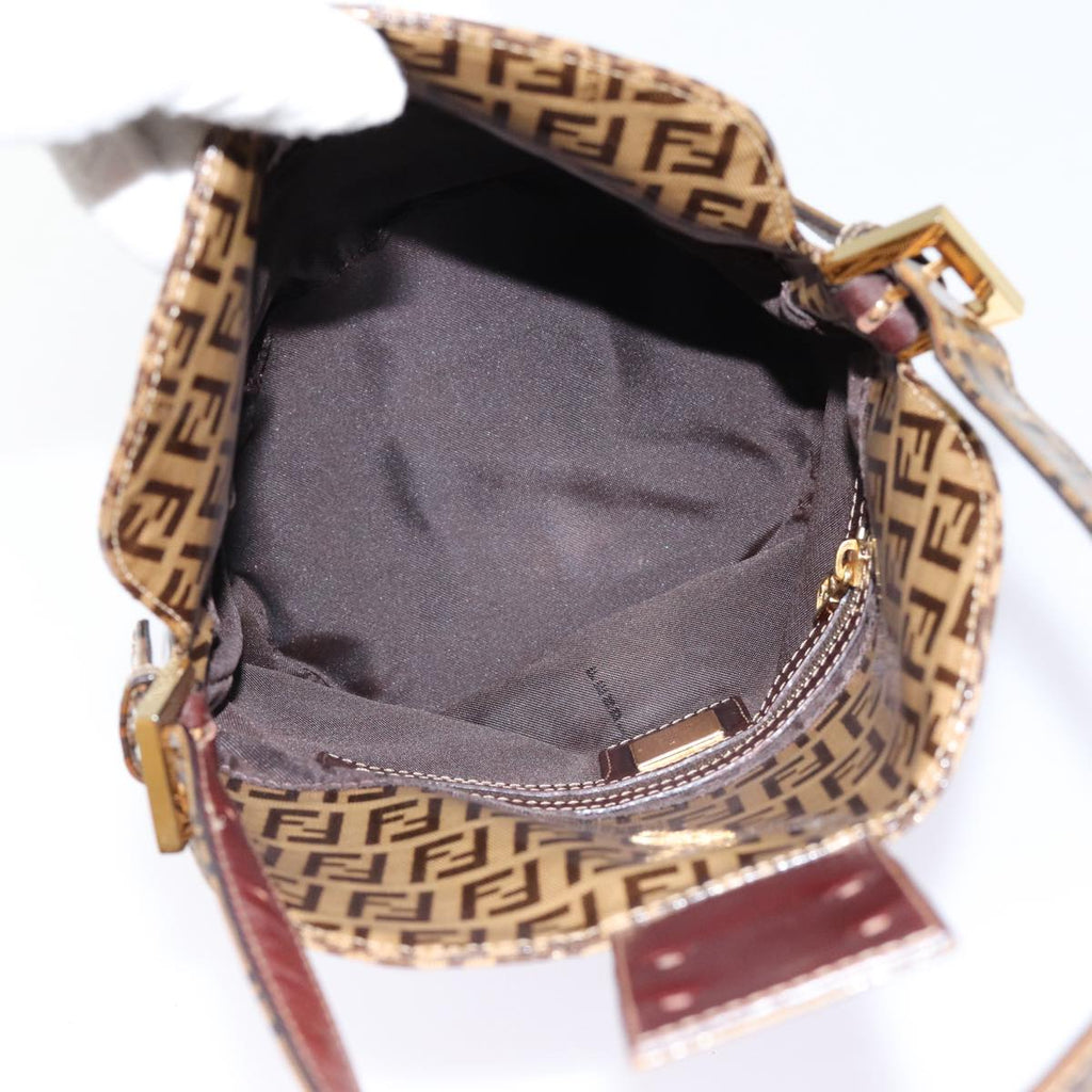 FENDI Zucchino Canvas Hand Bag Beige Gold 88084