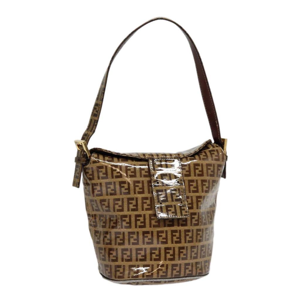 FENDI Zucchino Canvas Hand Bag Beige Gold 88084