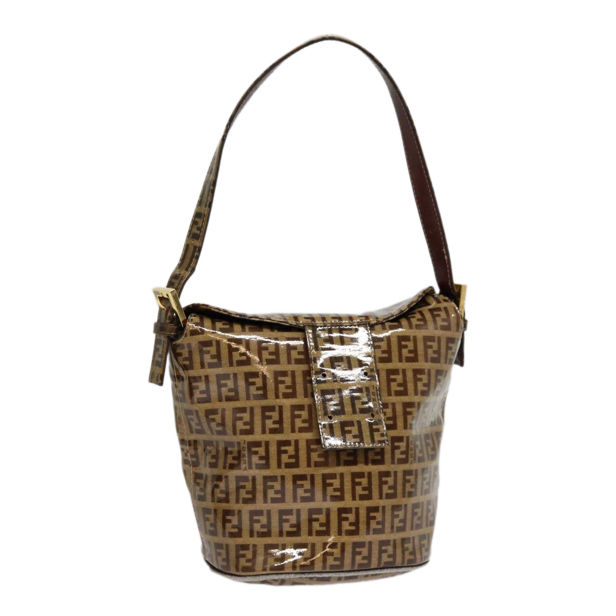 FENDI Zucchino Canvas Hand Bag Beige Gold 88084