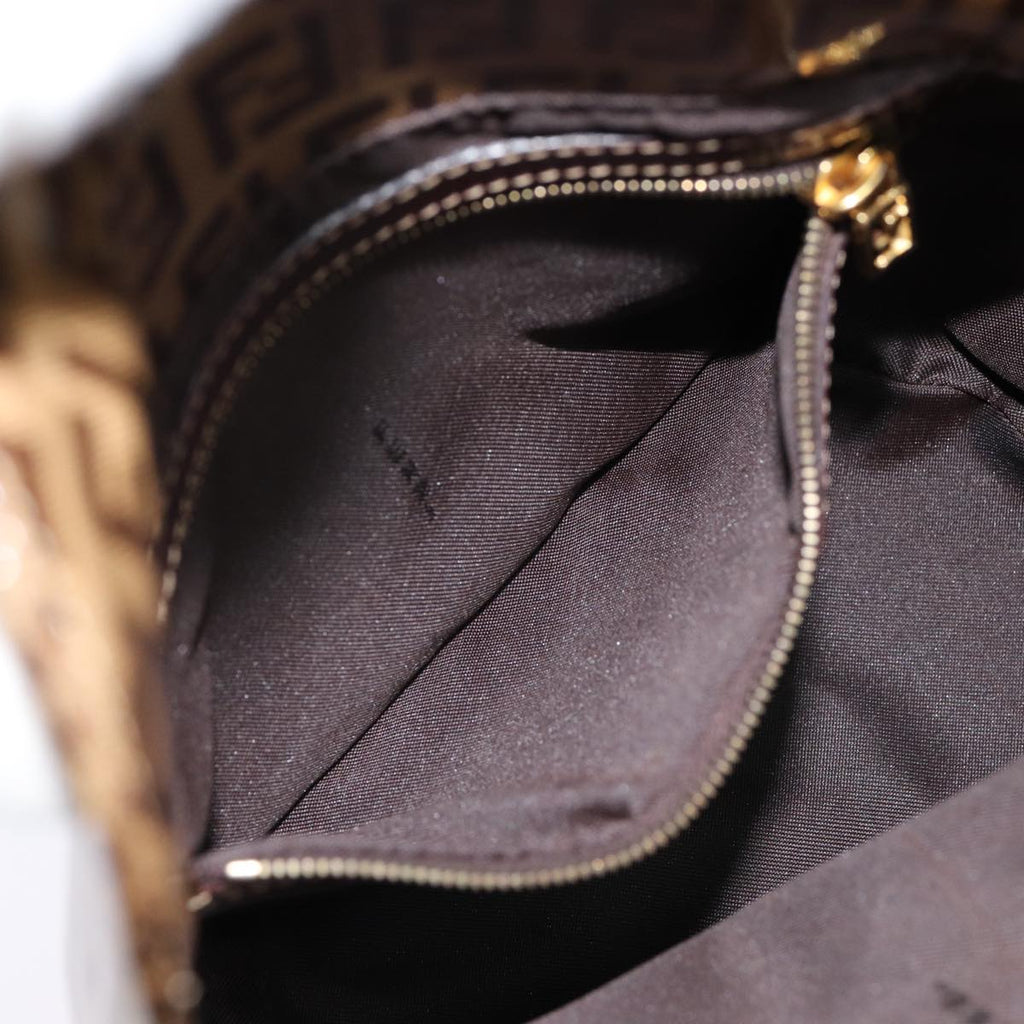 FENDI Zucchino Canvas Hand Bag Beige Gold 88084
