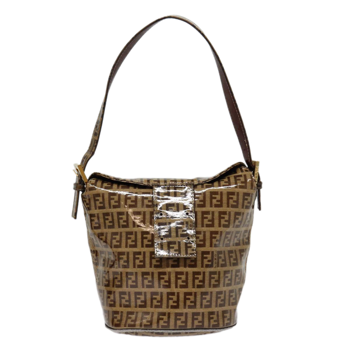 FENDI Zucchino Canvas Hand Bag Beige Gold 88084