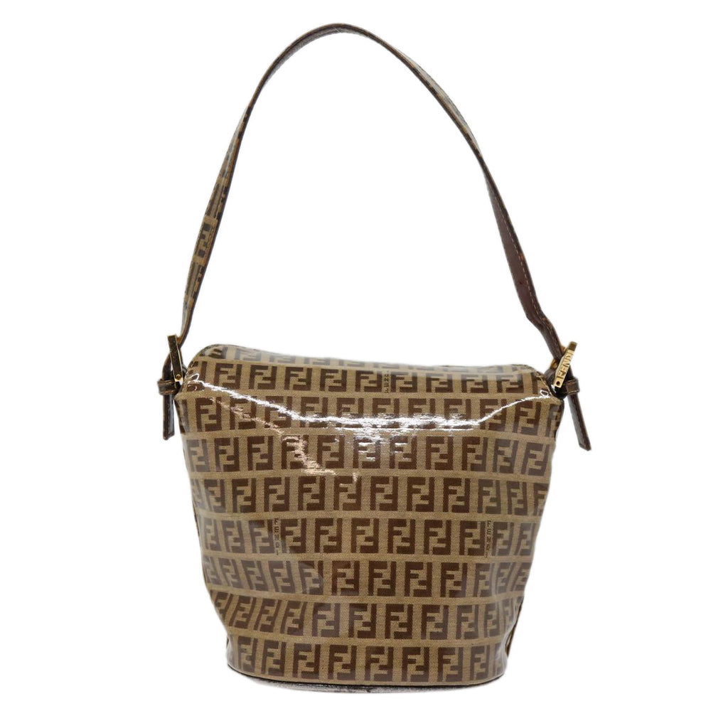 FENDI Zucchino Canvas Hand Bag Beige Gold 88084