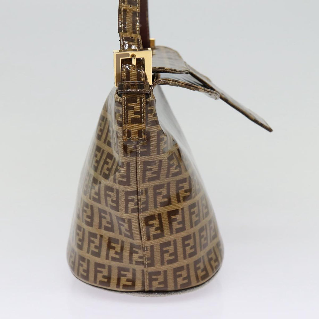 FENDI Zucchino Canvas Hand Bag Beige Gold 88084