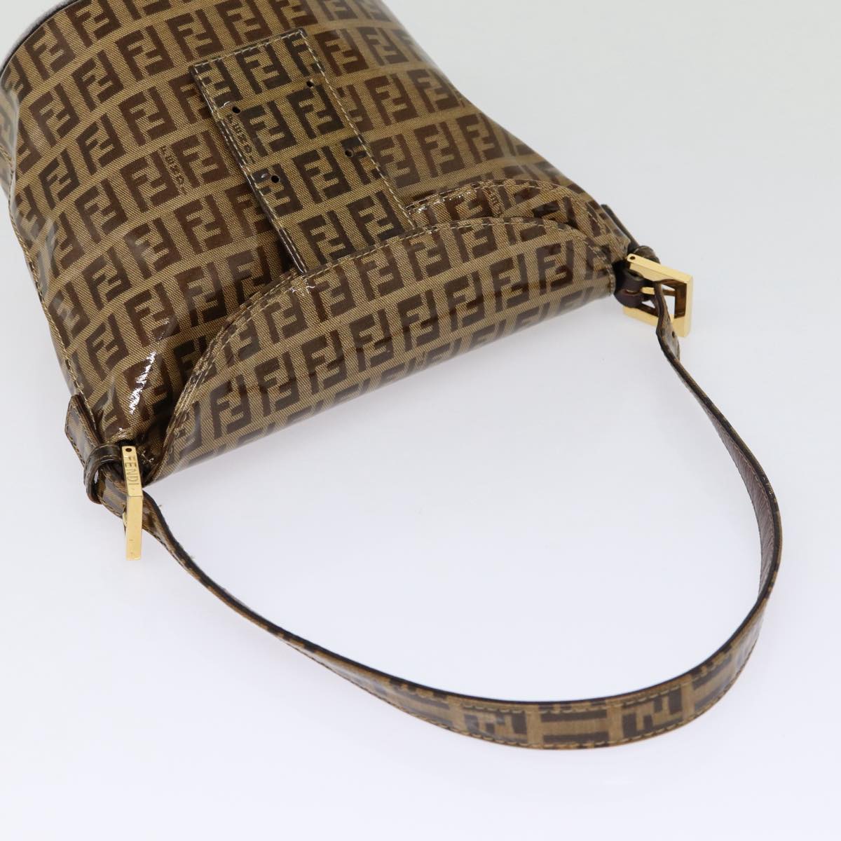 FENDI Zucchino Canvas Hand Bag Beige Gold 88084