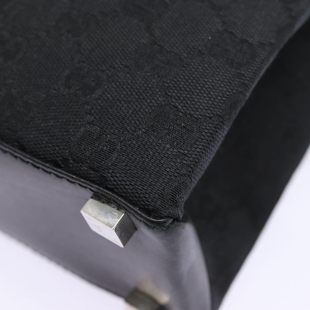 GUCCI GG Canvas Business Bag Black Silver 88143