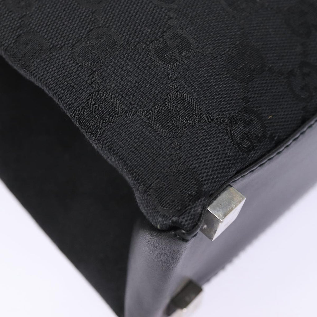 GUCCI GG Canvas Business Bag Black Silver 88143
