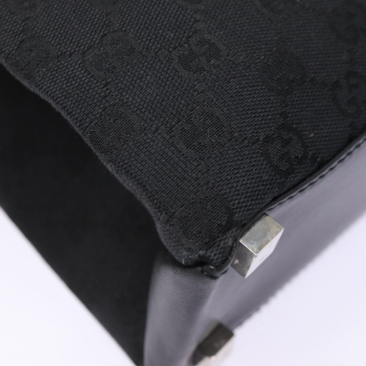 GUCCI GG Canvas Business Bag Black Silver 88143