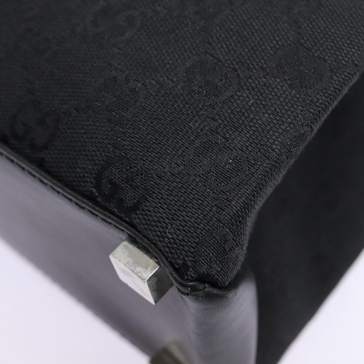 GUCCI GG Canvas Business Bag Black Silver 88143