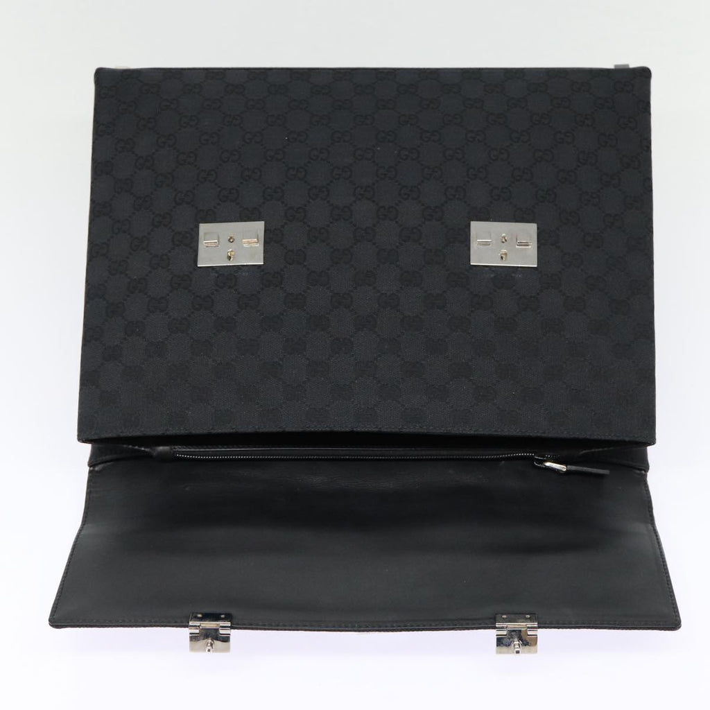 GUCCI GG Canvas Business Bag Black Silver 88143