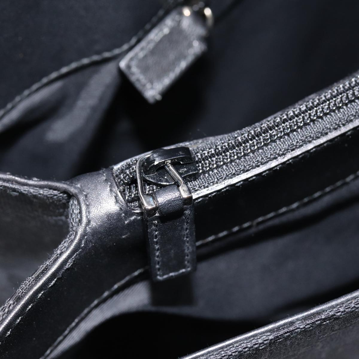 GUCCI GG Canvas Business Bag Black Silver 88143