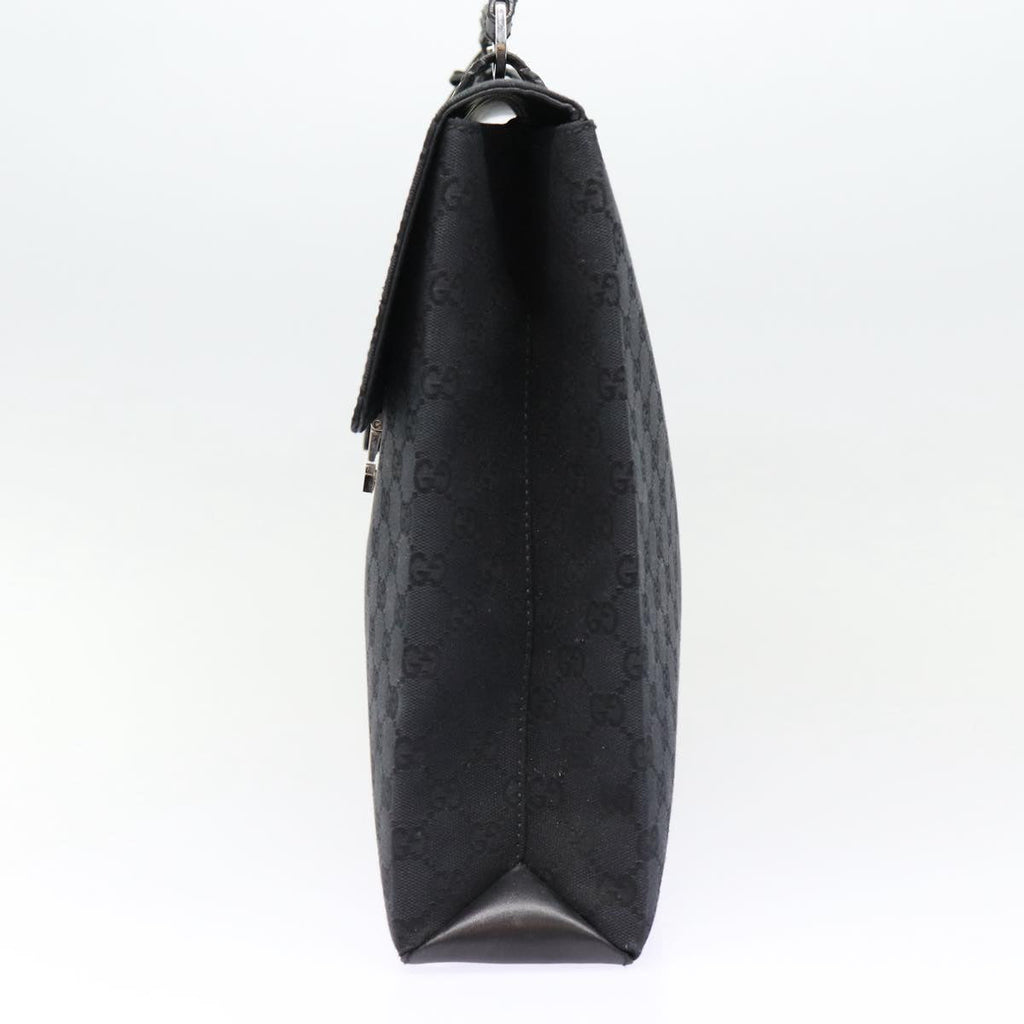 GUCCI GG Canvas Business Bag Black Silver 88143