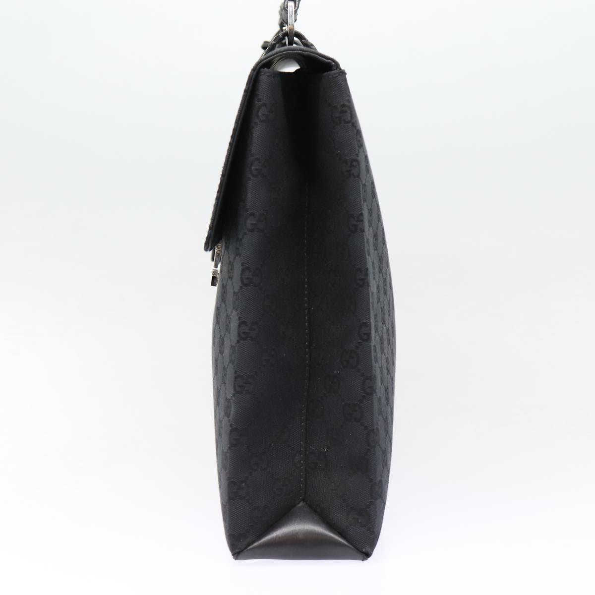 GUCCI GG Canvas Business Bag Black Silver 88143