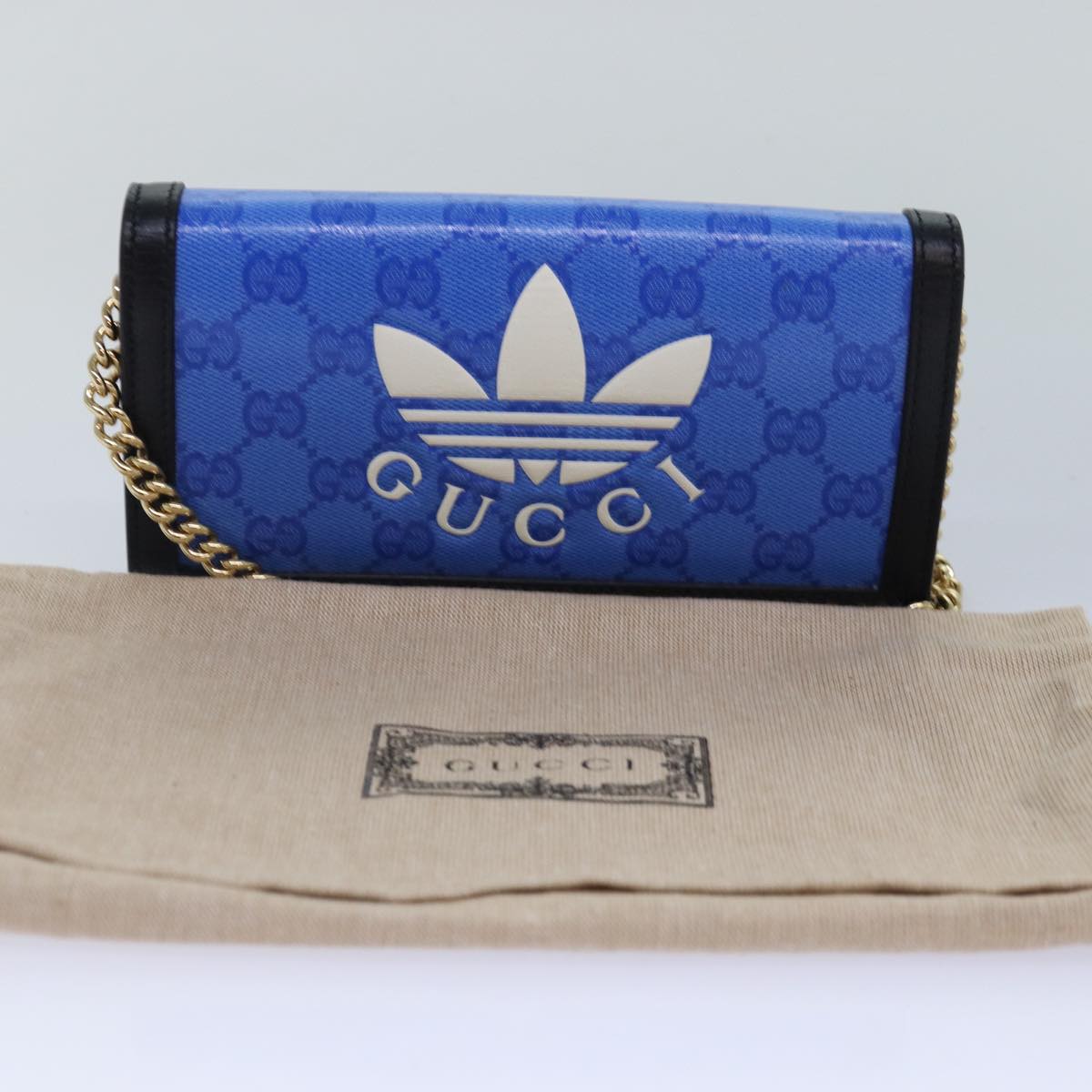 GUCCI GG Supreme Adidas Collaboration Chain Shoulder Wallet 621892 88144A