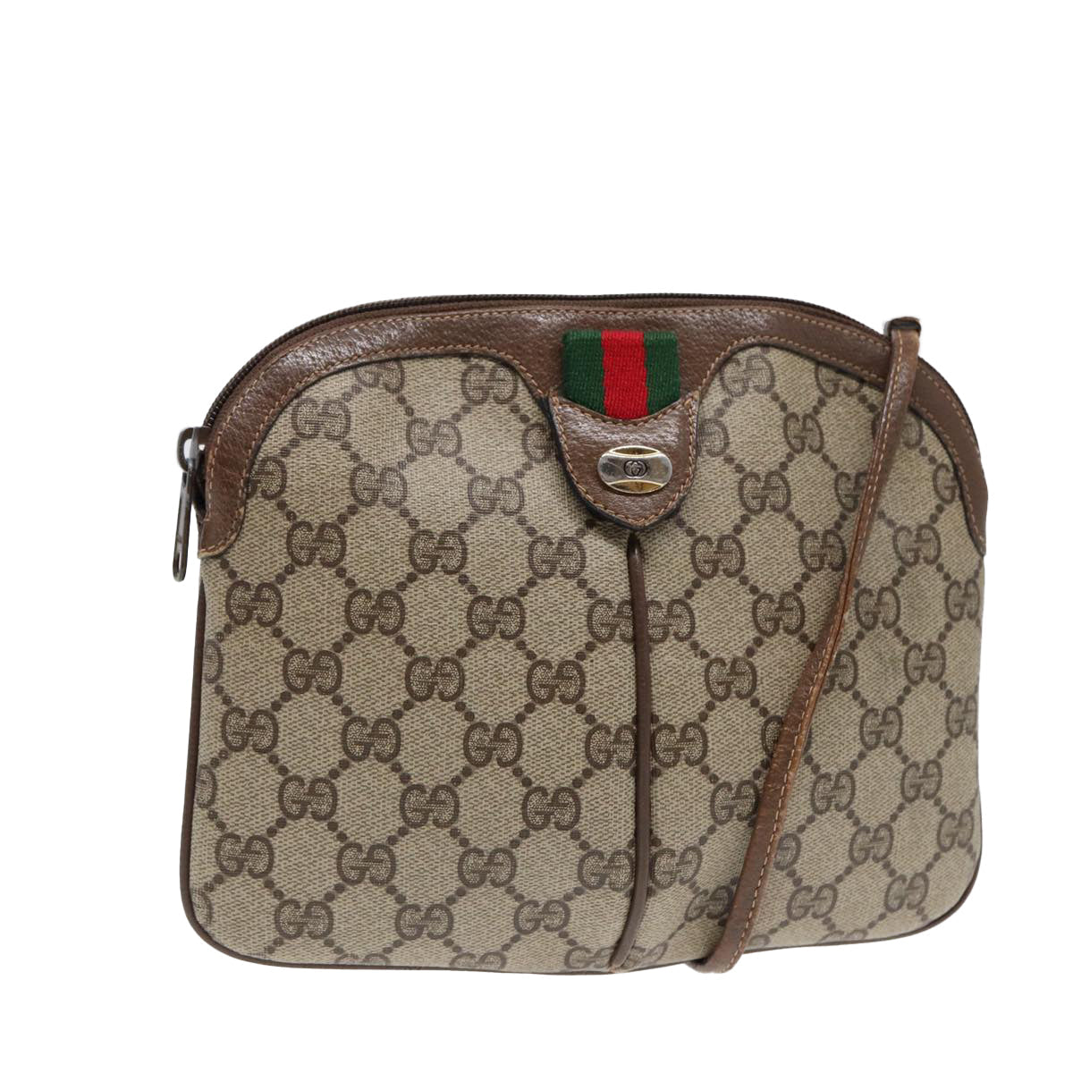 GUCCI GG Supreme Web Sherry Line Shoulder Bag PVC Beige 904 02 047 88145